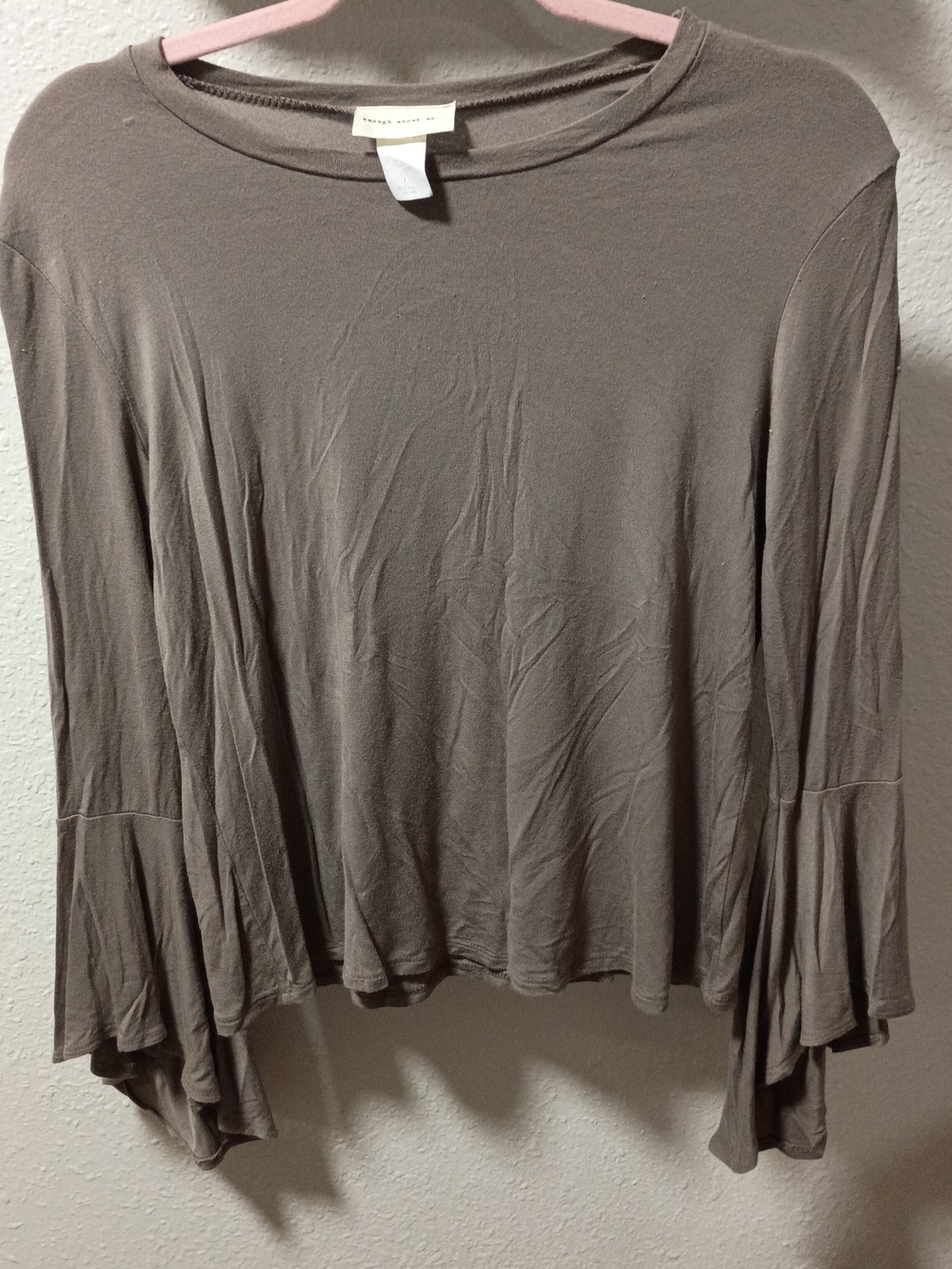 enough about me... Taupe Long Sleeve Bell Sleeve Blouse
